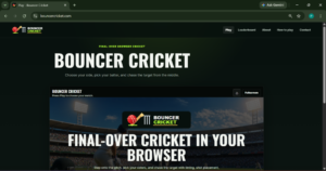 Bouncer Cricket homepage hero section
