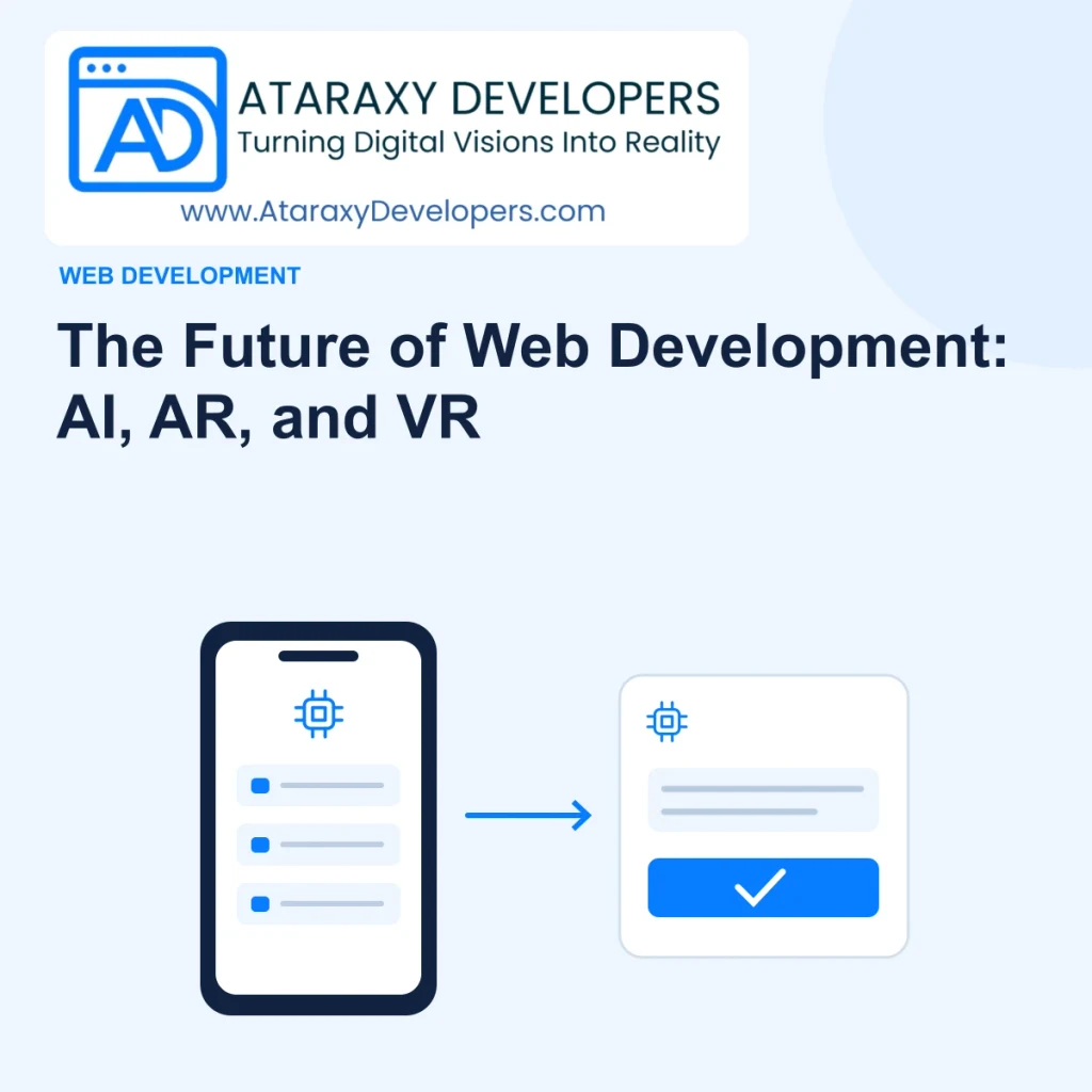 The Future of Web Development: AI, AR, and VR — Ataraxy Developers editorial illustration.