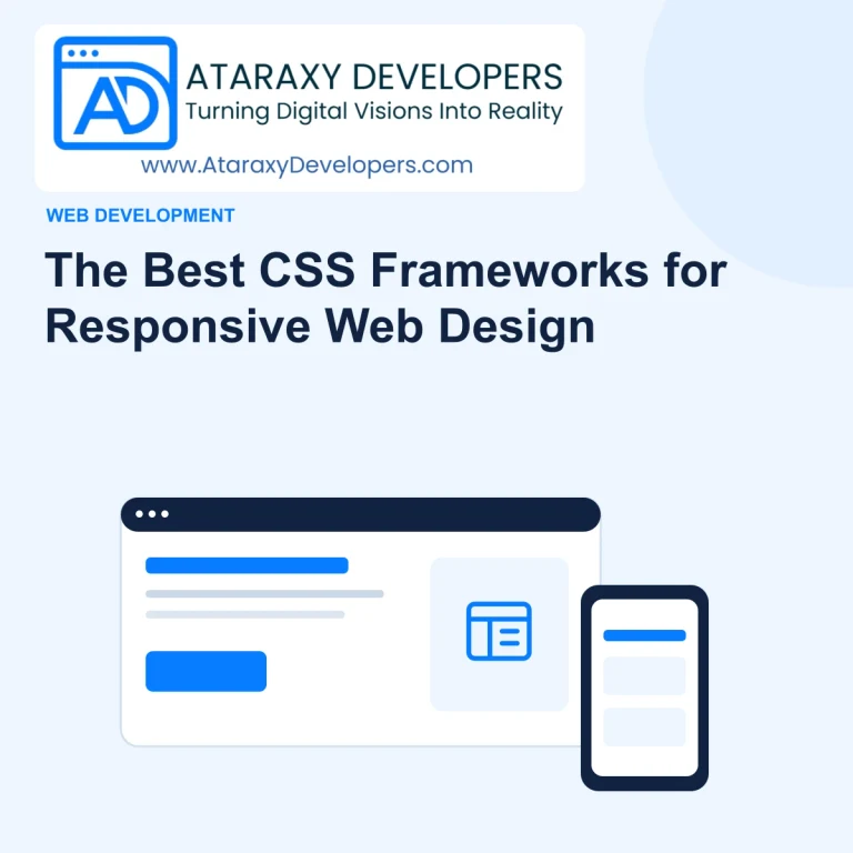 The Best CSS Frameworks for Responsive Web Design — Ataraxy Developers editorial illustration.