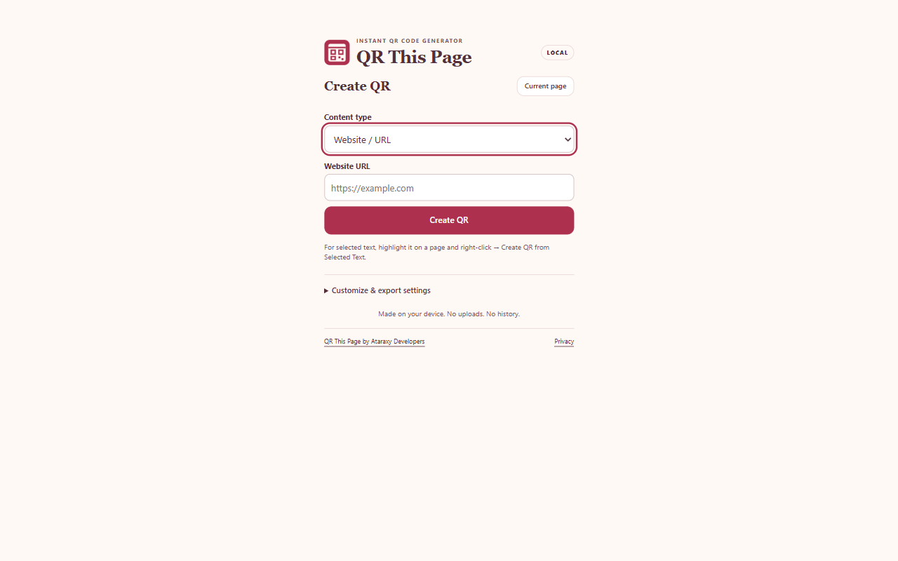 Create QR content types