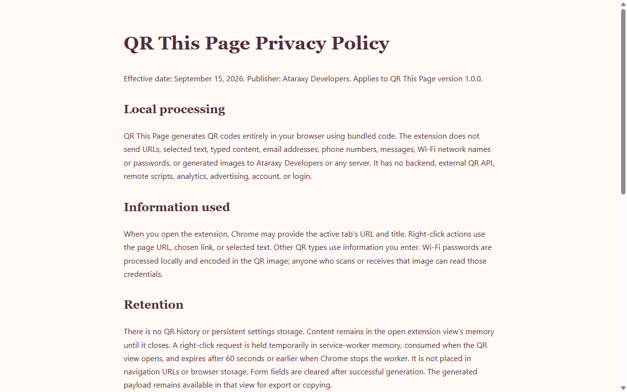 Local privacy information